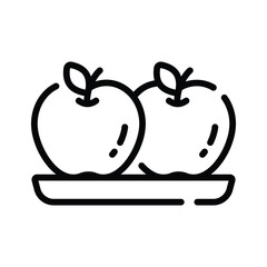 Minimalistic icon of two fresh apples on a plate