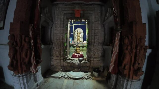 Intricate Interior of an Ancient Temple Near Amer Fort, Rajasthan