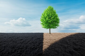 Obraz premium A contrast between polluted urban landscapes and pristine natural environments, highlighting environmental issues.