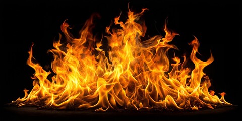 Fototapeta premium Fire, flames on a black background.