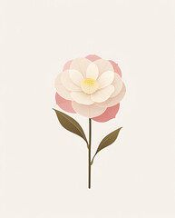 Fototapeta premium Simple and minimalistic vector illustration of a Camellia flower. Elegant design with soft colors, Created with generative AI.