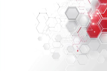 Obraz premium Abstract red and white hexagon technology background.