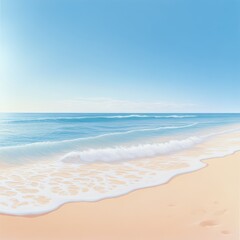 Obraz premium Serene Beach Scene Calm Ocean Waves on Sandy Shore