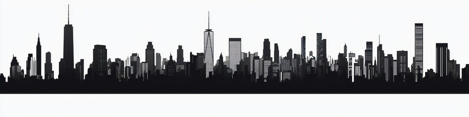 Isolated skyline a city with transparent background for design use