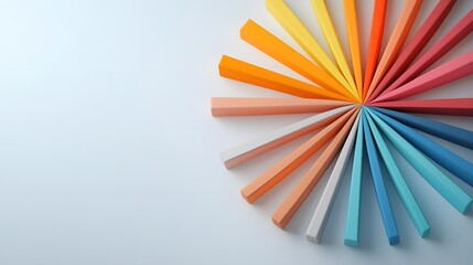 Dynamic clay radial bar chart representation studio graphic visualization minimalist design eye-level view data presentation