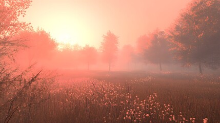 Majestic sunrise paints the sky with vibrant hues over a tranquil winter landscape