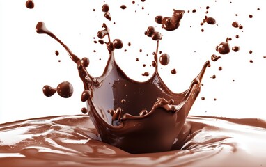 bright chocolate candy splash isolated on white background