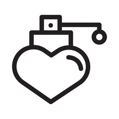 Line icon of a heart-shaped perfume bottle with a minimalist design.