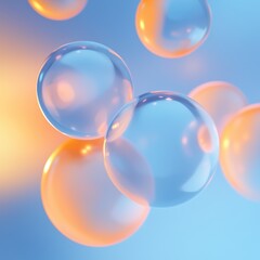 Floating orbs create a mesmerizing dance of light and color in a tranquil atmosphere