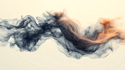 Abstract flowing ink waves in shades of charcoal and orange
