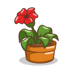 Home plant cartoon style. potted plant isolated on white

