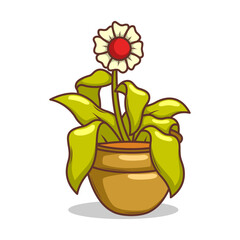 Home plant cartoon style. potted plant isolated on white


