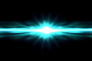 Bright Cyan Light Explodes with Radiant Beams on a Dark Background