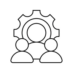 Team Management  line icon with white background vector stock illustration