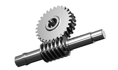 Worm gear. Transparent background. Isolated. 3D Render.