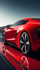 Naklejka premium A luxury red car on road