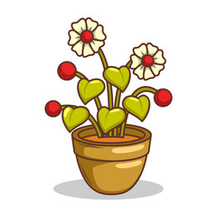 Home plant cartoon style. potted plant isolated on white

