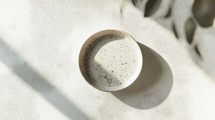 Speckled bowl sunlight kitchen table; food blog