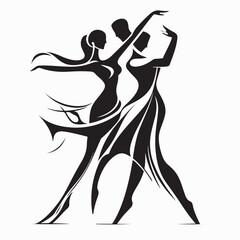 Elegant dance studio logo design template vector isolated on white background.