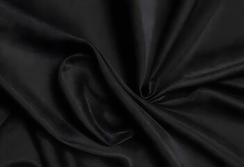 Obraz premium Black fabric texture with waves, black cloth abstract background 