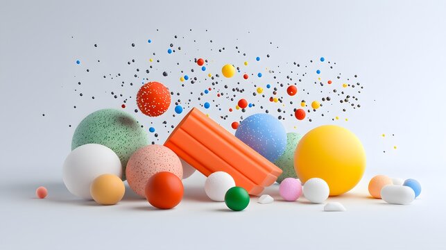 Colorful clay scatter plot mapping customer dynamics studio digital art creative environment aerial view visual representation