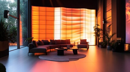 living room with curtains, Studio space for broadcasting