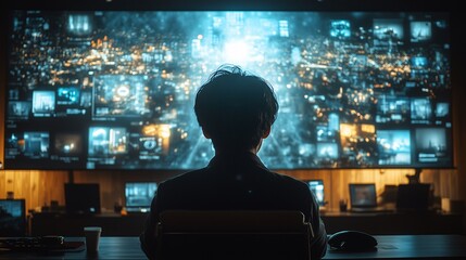 Futuristic Surveillance Control Room