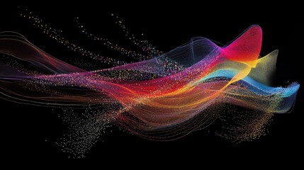 Fototapeta premium A digital representation of a quantum field, with particles moving through a matrix of interconnected data paths.