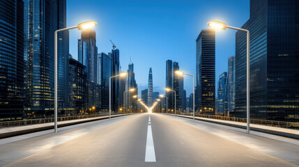 Obraz premium Urban infrastructure with smart lighting systems illuminating city road