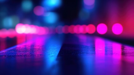 Obraz premium Neon City Reflections: A Vivid Nightscape