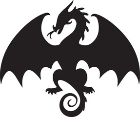 A simple, single vector art of a dragon. The dragon is in a frontal view. 
