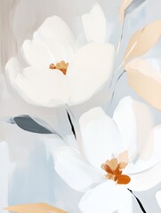 Obraz premium Delicate white blossoms come to life on a soft background