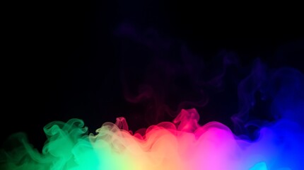 Fototapeta premium Vibrant Rainbow Smoke Against a Dark Background