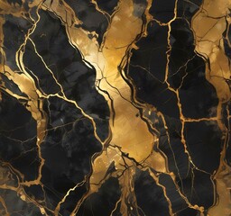 Fototapeta premium Illustration of black and gold marble texture.