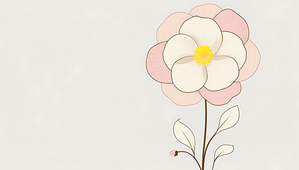 Naklejka premium Simple and minimalistic vector illustration of a Camellia flower. Elegant design with soft colors, Created with generative AI.