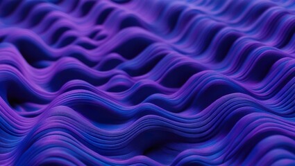 Abstract relief 3D background in the form of waves and streaks of deep blue color, aura indigo fashion color 2025