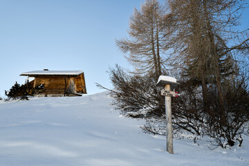 Belluno Alps, Italy - views from the mountains and valleys in winter with snow