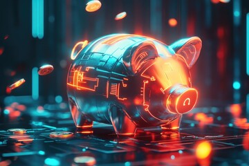 3D-rendered piggy bank