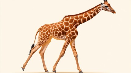 Fototapeta premium A graceful giraffe walking elegantly with a striking coat pattern.