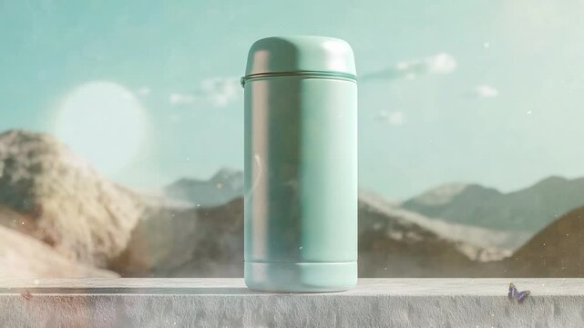thermos water bottle mockup 3d render seamless looping overlay 4k virtual video animation background
