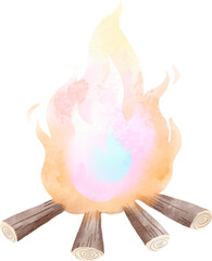 watercolor bonfire