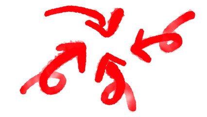 Red watercolor strokes isolated on white background
