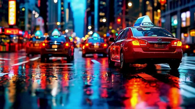 cars  driving in the rain
