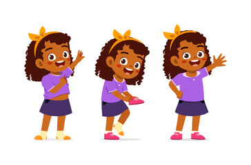 little kid do dressing process wearing clothes