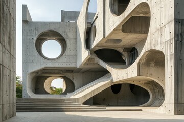 Futuristic architectural design with open concrete space