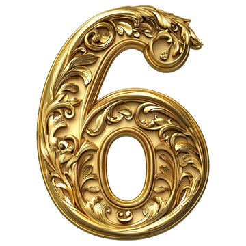 golden font number 6