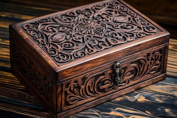 Ornate Carved Wooden Jewelry Box