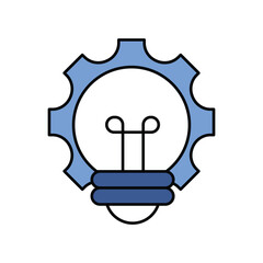 Research And Development blue icon with white background vector stock illustration