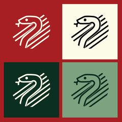 Contemporary Wooden Snake Outline Logo for Chinese New Year, Representing the Snake Zodiac with Elegant Lines and Simple Style, Perfect for Holiday Branding