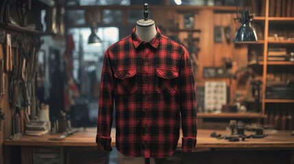 Fototapeta premium A casual flannel shirt showcased.